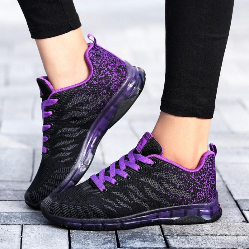 Comfortable Gym Sport Shoes Female Stability Athletic Fitness Sneakers Flying Woven Air Cushion Net Shoes