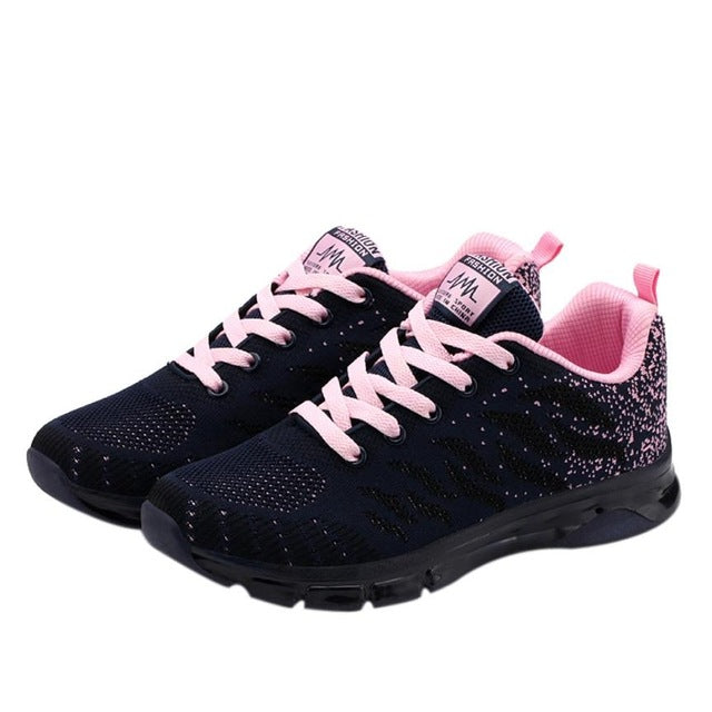 Comfortable Gym Sport Shoes Female Stability Athletic Fitness Sneakers Flying Woven Air Cushion Net Shoes