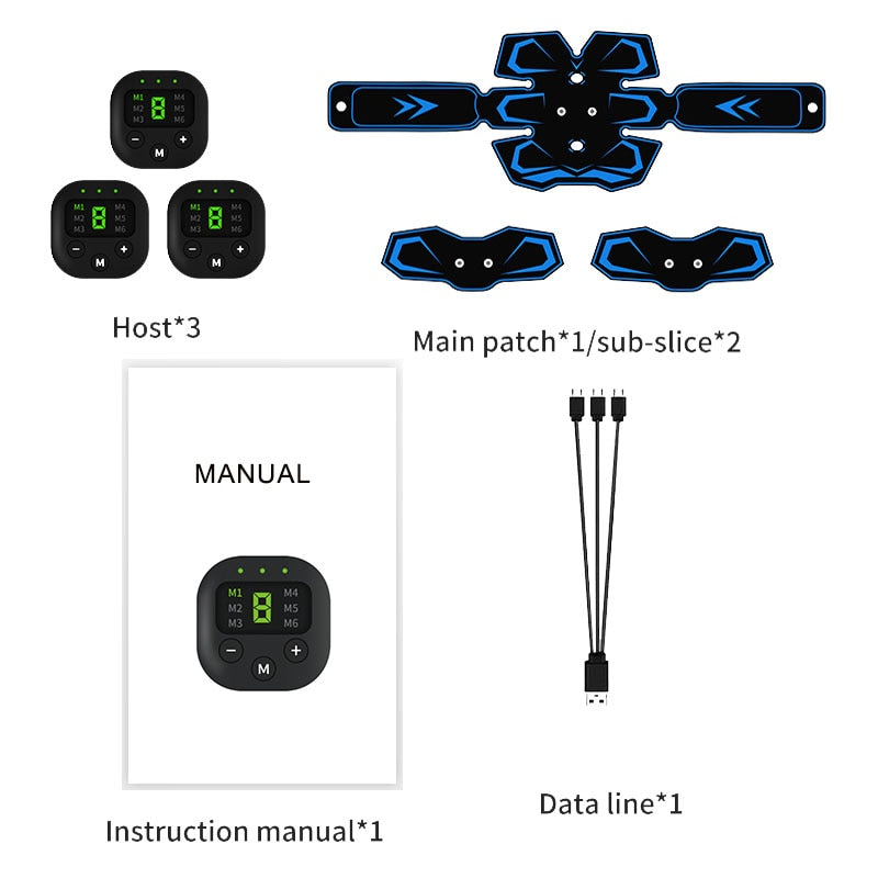 Cinturón Eléctrico Estimulador Muscular EMS - Recargable, Masajeador Corporal y Entrenador de Músculos para Fitness