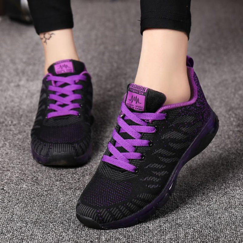 Comfortable Gym Sport Shoes Female Stability Athletic Fitness Sneakers Flying Woven Air Cushion Net Shoes