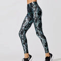 Calça legging feminina retrô metálica cobra, academia, azul prata brilhante, fitness, treino, ioga, cintura alta, roupas esportivas