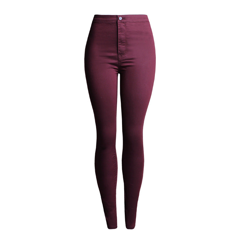 Calça jeans feminina cintura alta branca básica fashion stretch skinny