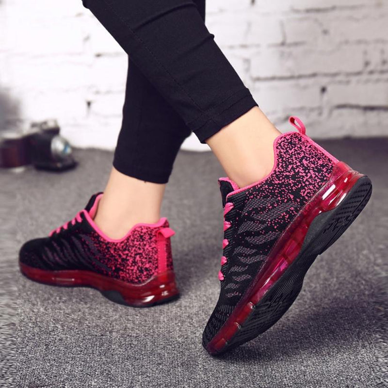 Comfortable Gym Sport Shoes Female Stability Athletic Fitness Sneakers Flying Woven Air Cushion Net Shoes