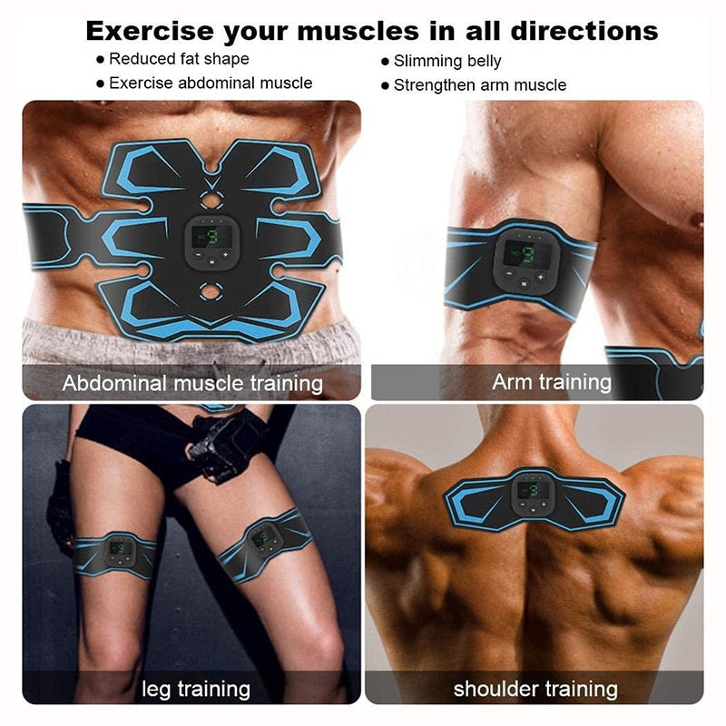 Cinturón Eléctrico Estimulador Muscular EMS - Recargable, Masajeador Corporal y Entrenador de Músculos para Fitness