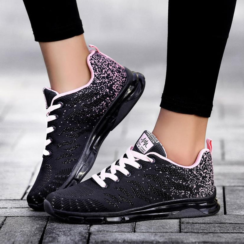 Comfortable Gym Sport Shoes Female Stability Athletic Fitness Sneakers Flying Woven Air Cushion Net Shoes