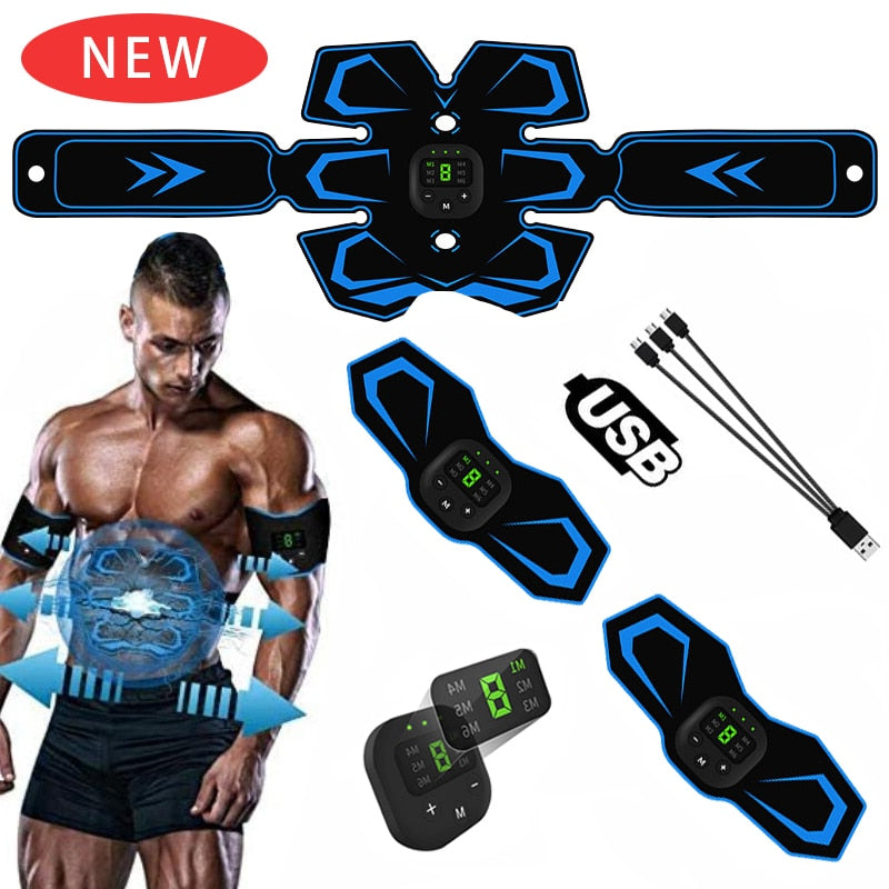 Cinturón Eléctrico Estimulador Muscular EMS - Recargable, Masajeador Corporal y Entrenador de Músculos para Fitness