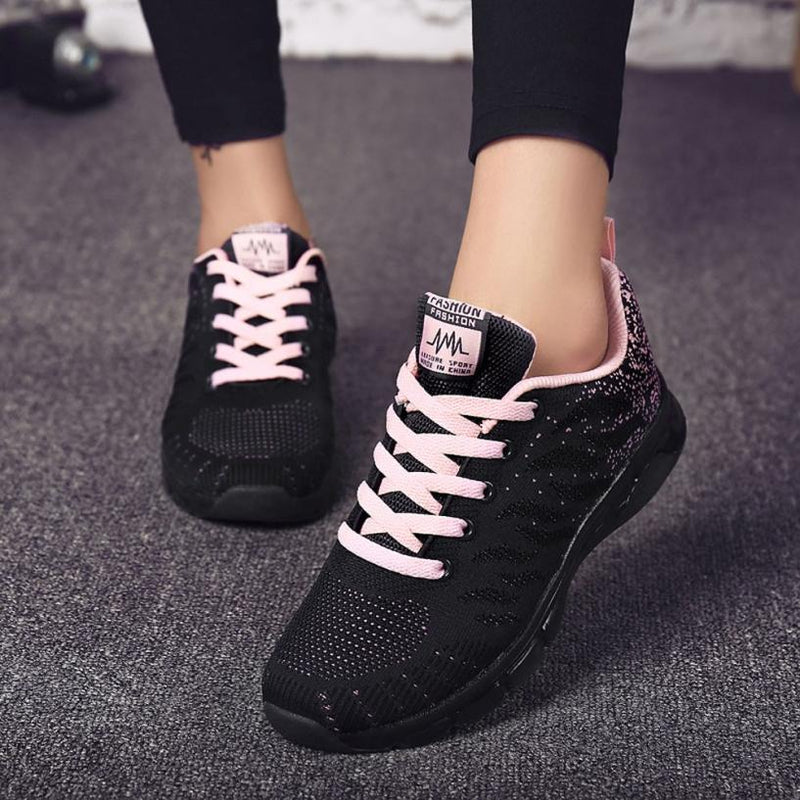 Comfortable Gym Sport Shoes Female Stability Athletic Fitness Sneakers Flying Woven Air Cushion Net Shoes