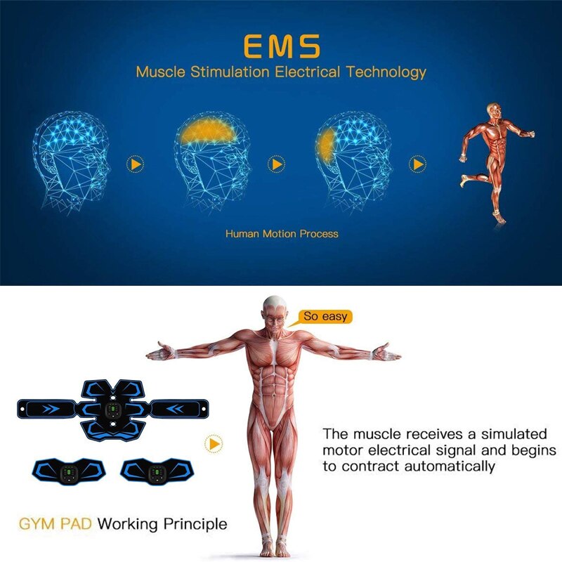 Cinturón Eléctrico Estimulador Muscular EMS - Recargable, Masajeador Corporal y Entrenador de Músculos para Fitness